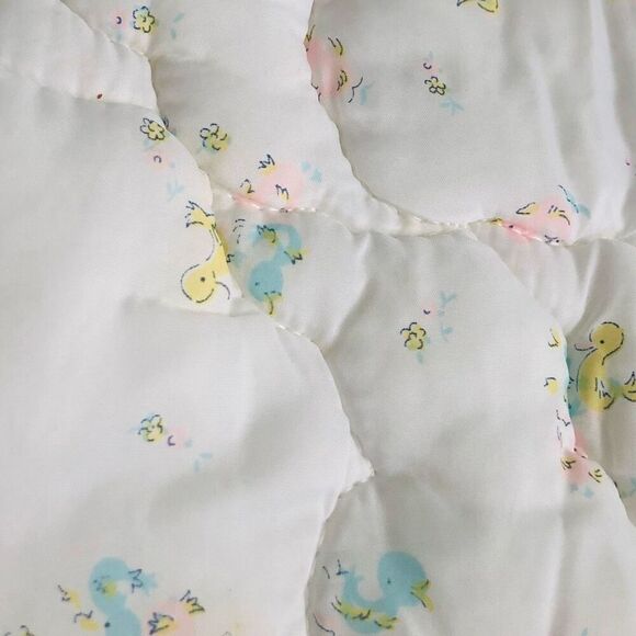 vintage baby blanket white sleeping blanket pastel ducks play mat soft - Picture 15 of 16